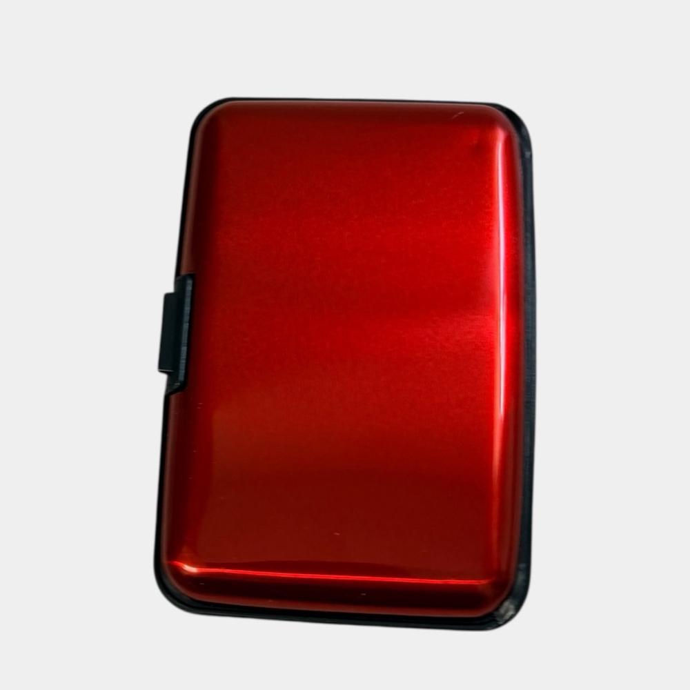 Red Hard Shell Card Holder Wallet Metal Accordion Credit Card Case Organizer - Picture 7 of 7